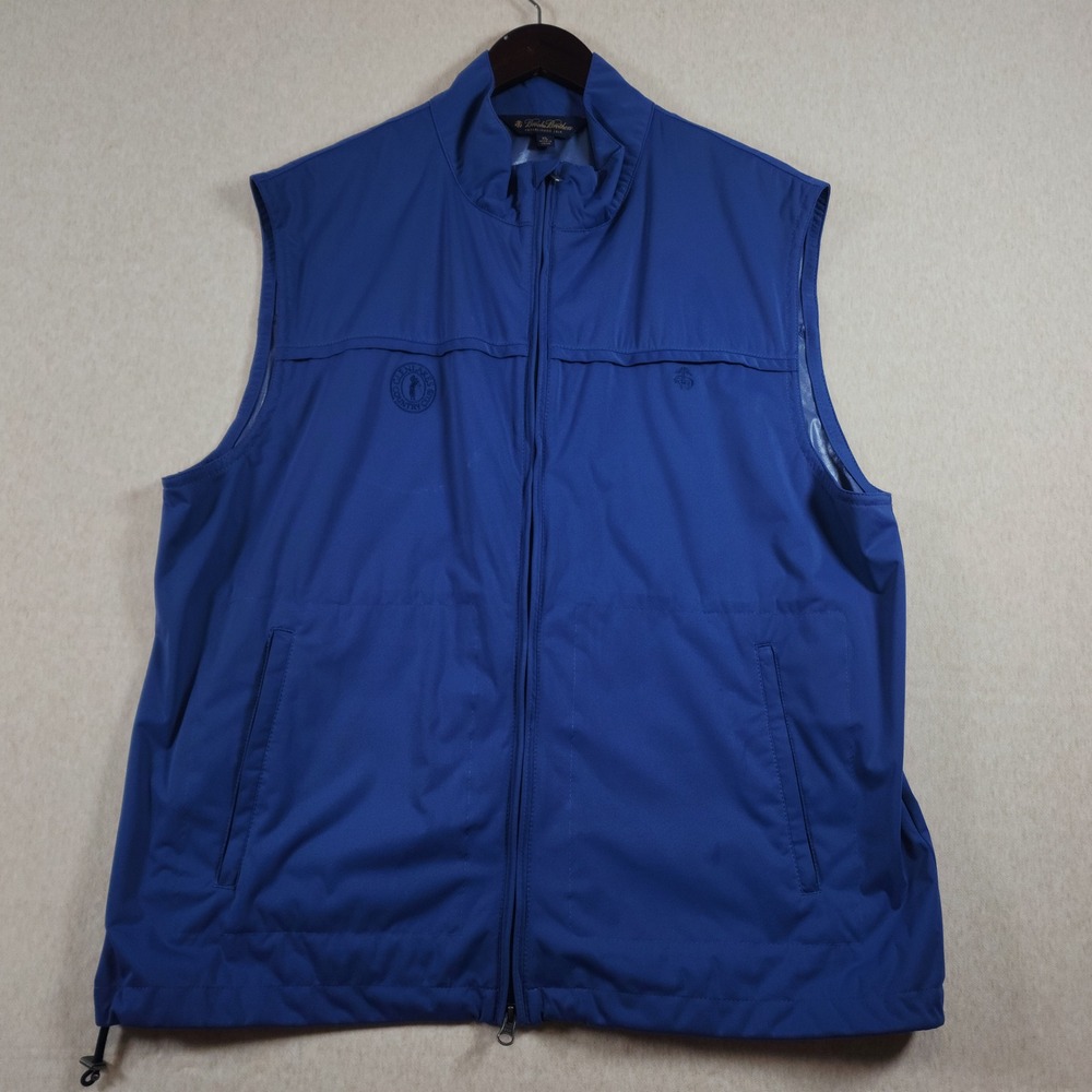 Brooks Brothers Golf Vest Mens XL Blue Double Zip GlenLakes Country Club